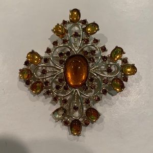 Golden Rhinestoned Brooch
